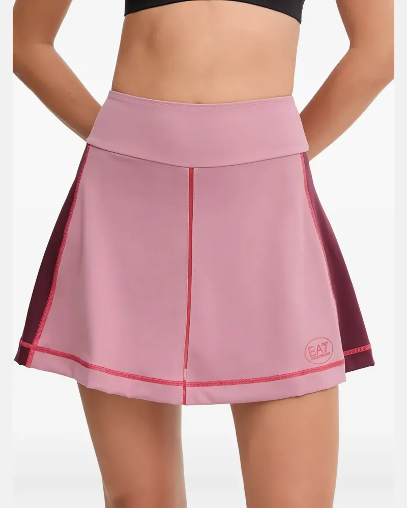 EA7 logo-detail topstitching mini skirt - Rosa Rosa
