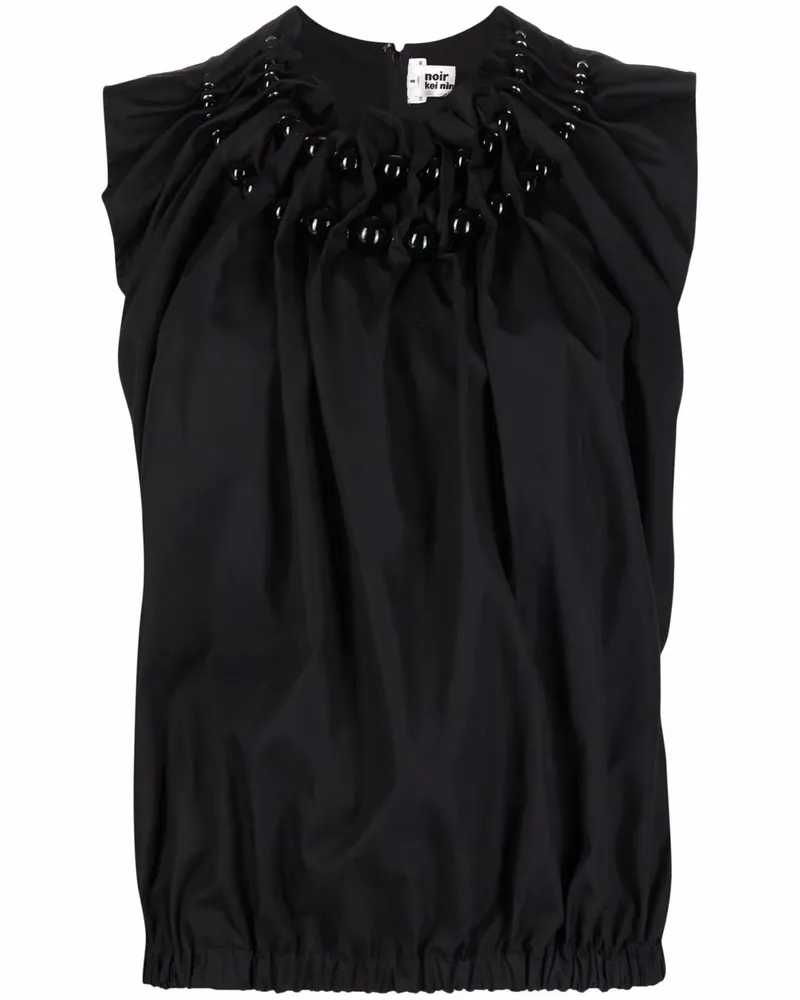 Noir Kei Ninomiya Geraffte Bluse mit Perlen - Schwarz Schwarz