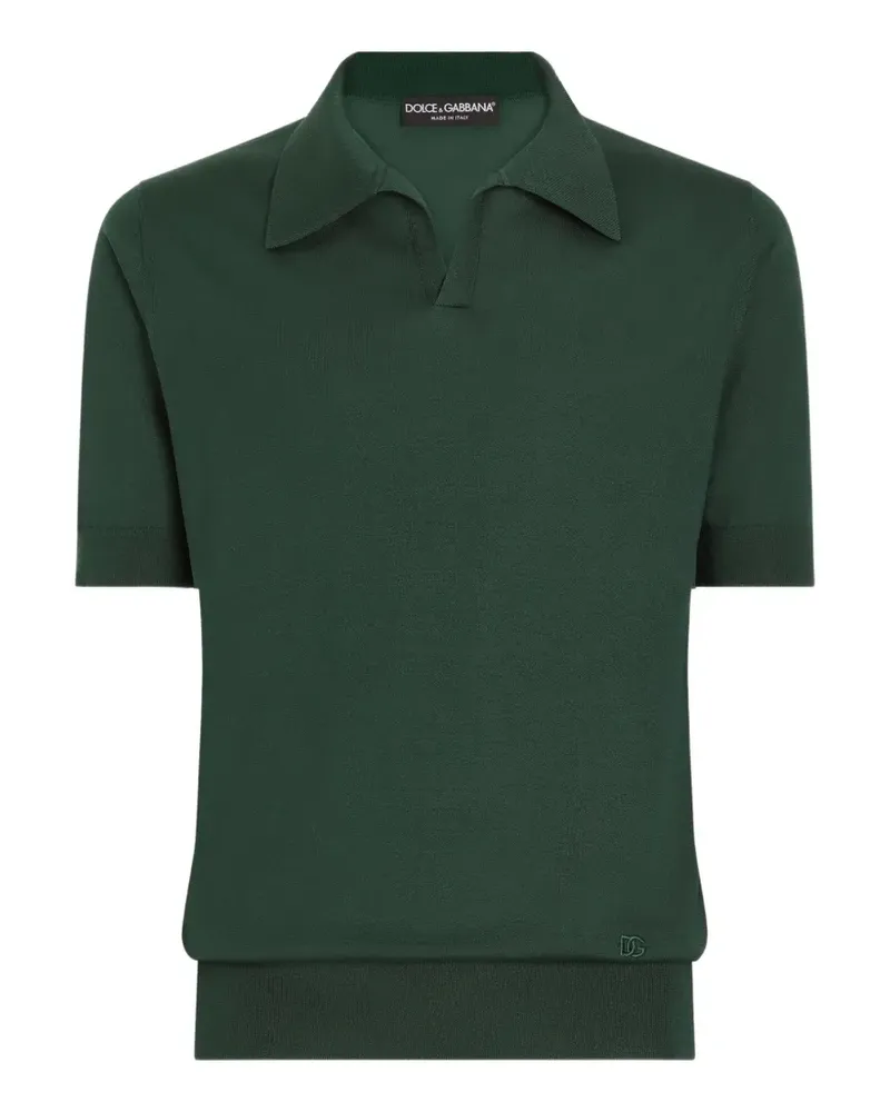 Dolce & Gabbana Gestricktes Poloshirt - Grün Grün