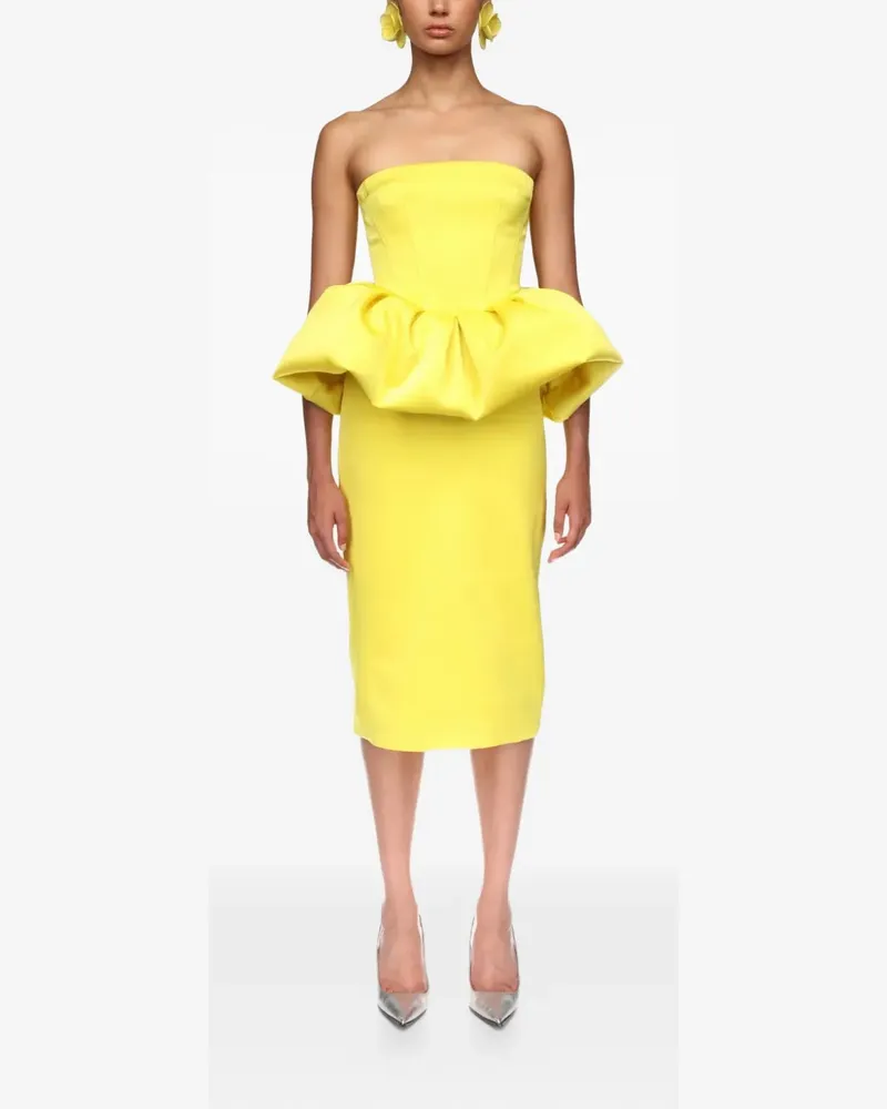 David Koma Corsage-Midikleid mit Schößchen - Gelb Gelb