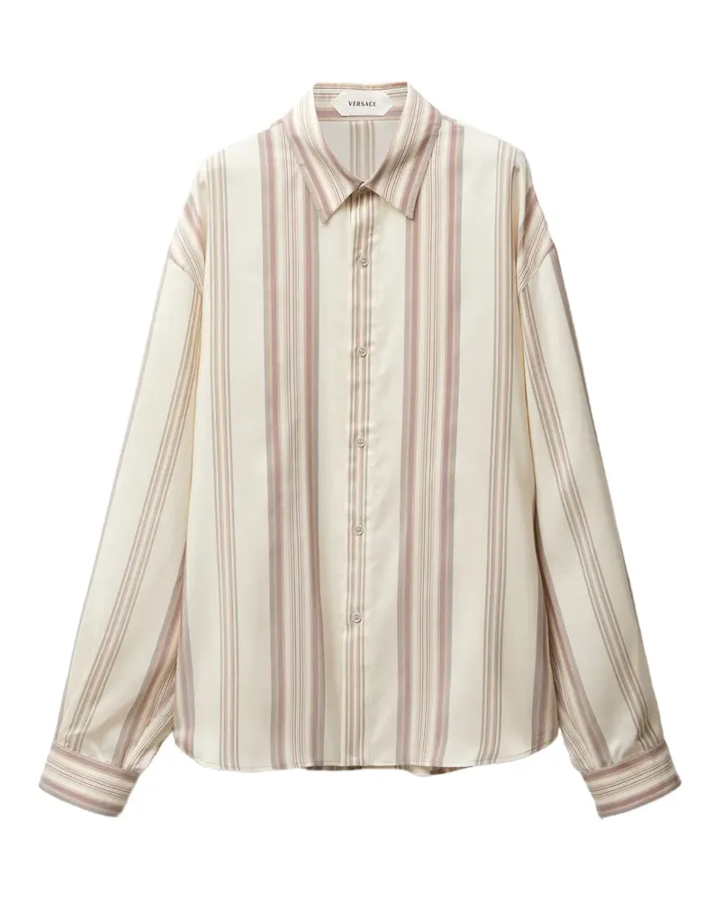 Versace Gestreiftes Seidenhemd - Nude Nude