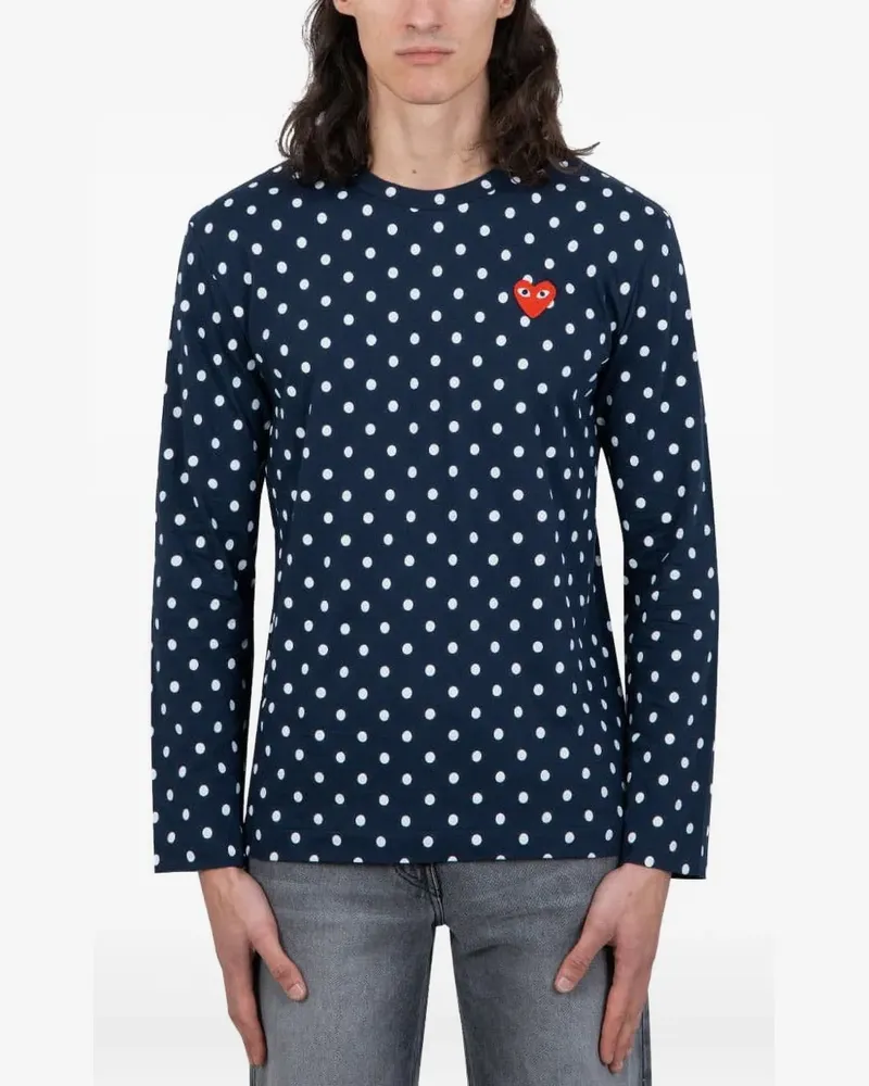 Comme des Garçons Langarmshirt mit Polka Dots - Blau Blau