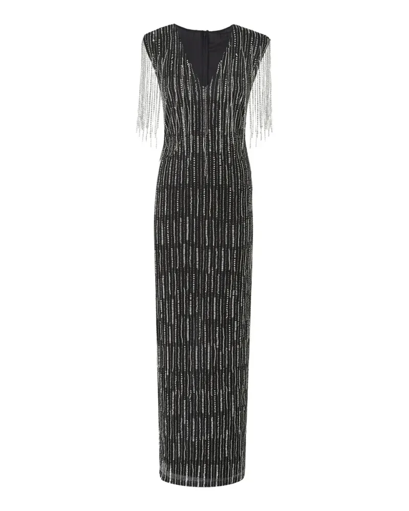 Pinko Kleid mit Kristallen und Fransen - Schwarz Schwarz