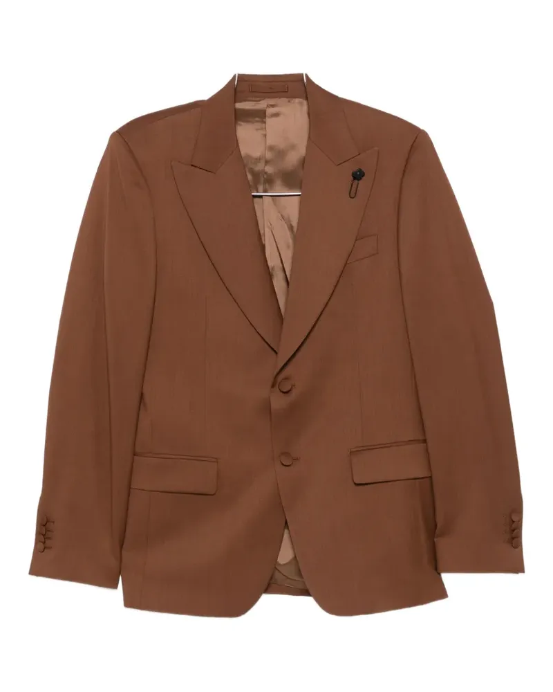 LARDINI flower-pin blazer - Braun Braun