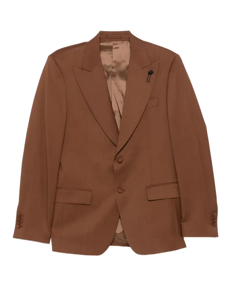 LARDINI flower-pin blazer - Braun Braun