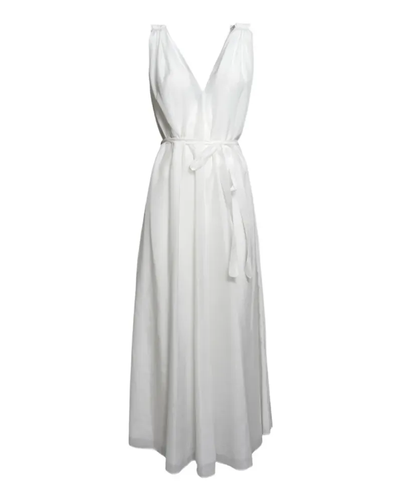 SOLOTRE belted V-neck dress - Weiß Weiß