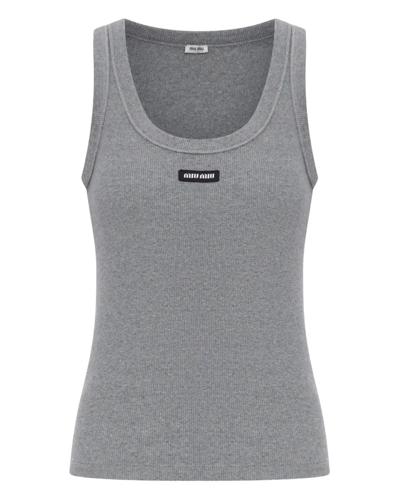 Miu Miu ribbed label tank top - Grau Grau