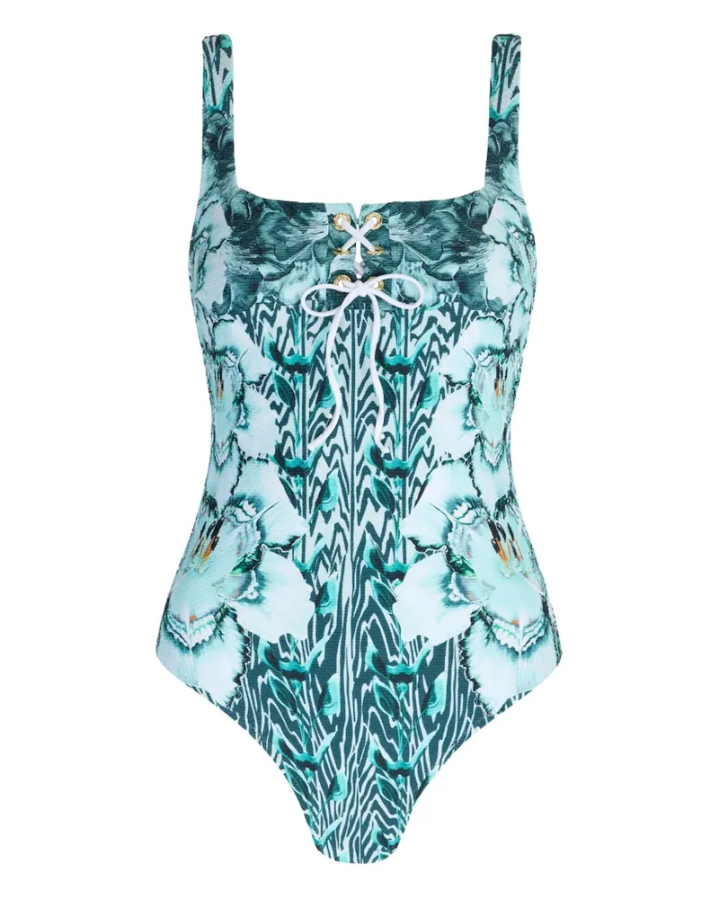 Temperley London Liana Badeanzug mit Blumen-Print - Blau Blau
