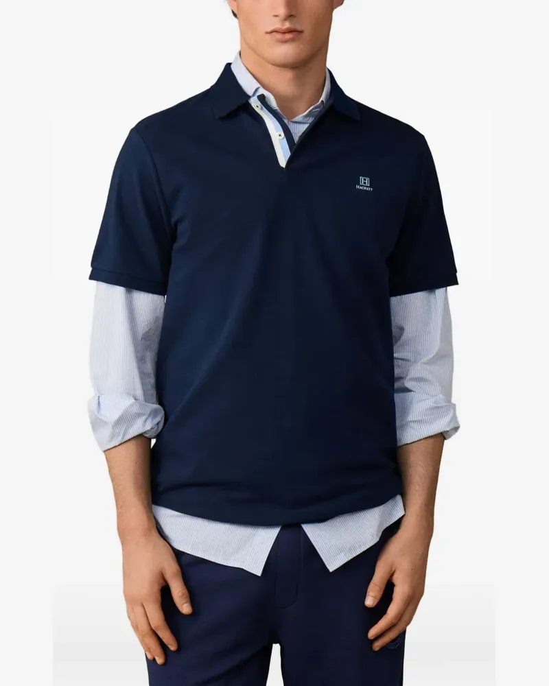 Hackett Poloshirt mit Logo-Stickerei - Blau Blau