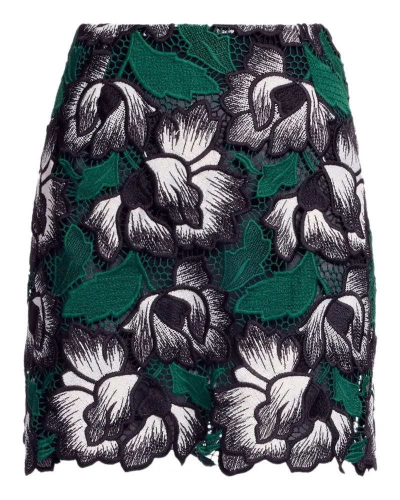 Elie Saab floral macramé mini skirt - Schwarz Schwarz