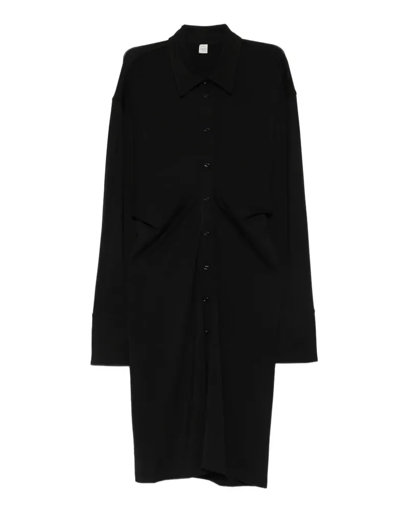 Totême Hemdkleid mit Raffungen - Schwarz Schwarz