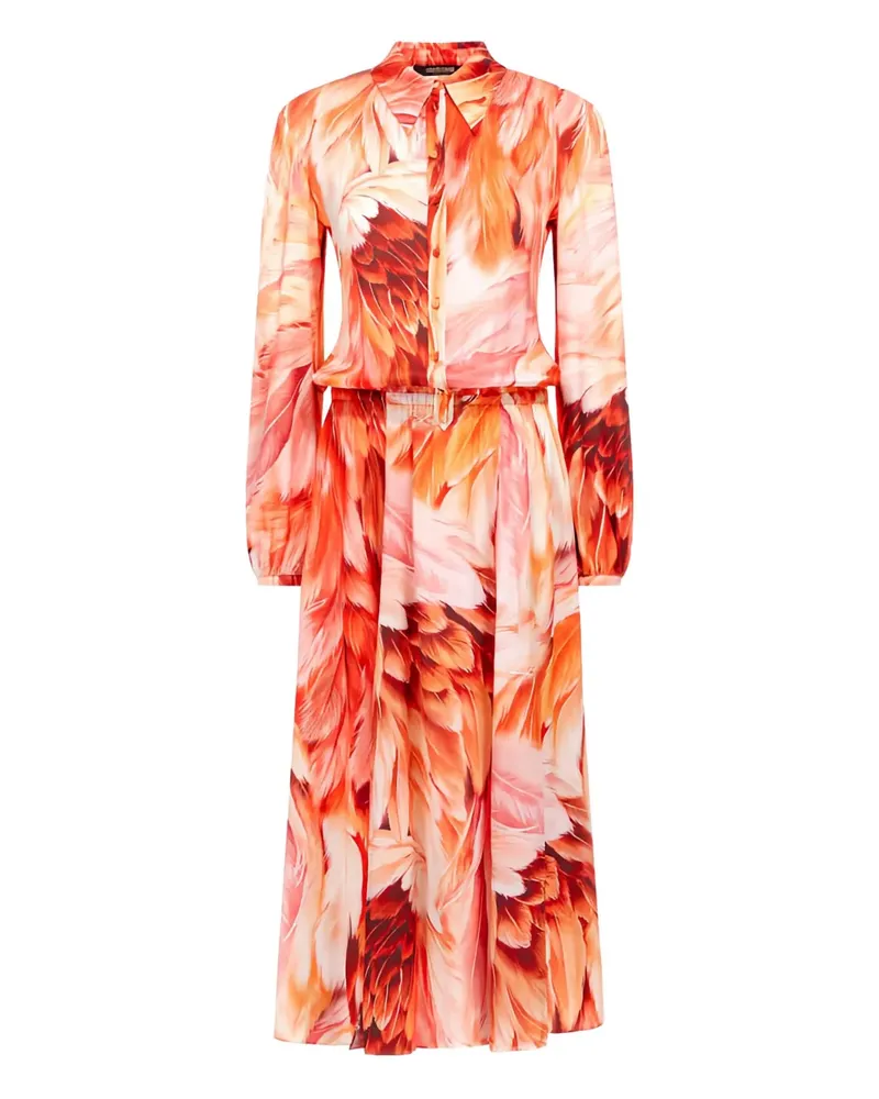Roberto Cavalli Midikleid mit Feder-Print - Orange Orange