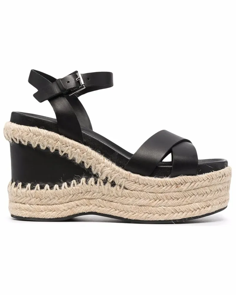 ash Sandalen mit Bast-Wedge - Schwarz Schwarz