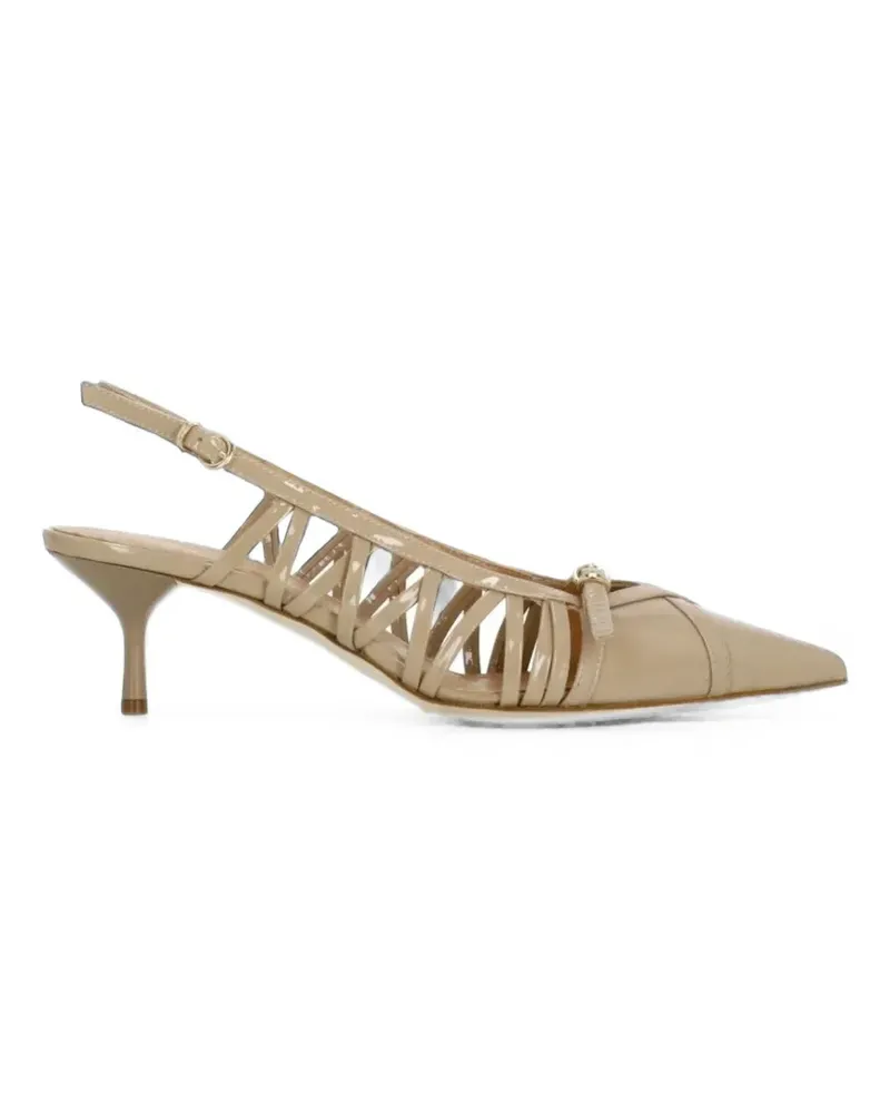 The Seller patent-finish cage-style pumps - Nude Nude