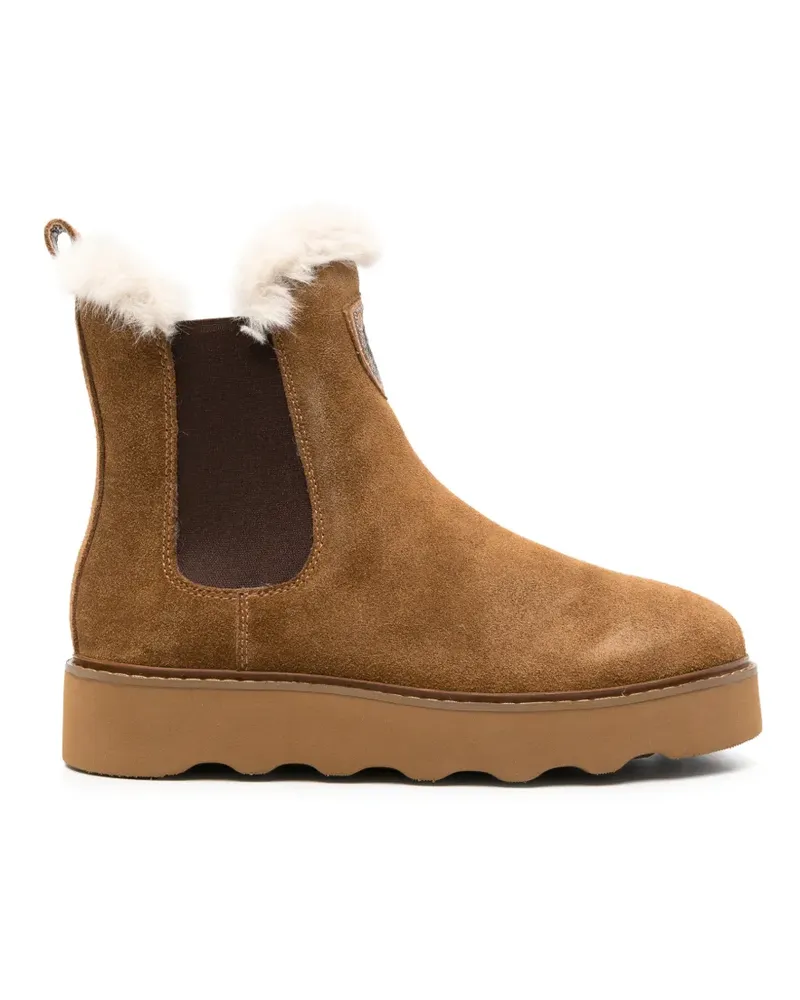 Blauer Wildlederstiefel mit Faux Fur - Braun Braun