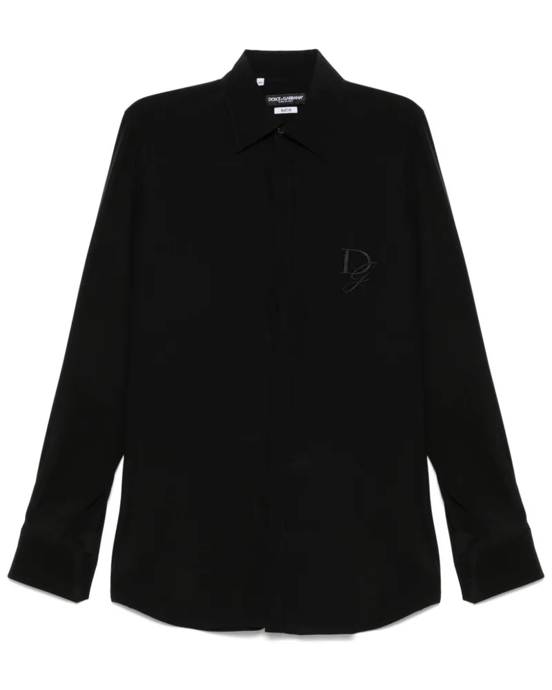 Dolce & Gabbana Hemd mit Logo-Stickerei - Schwarz Schwarz