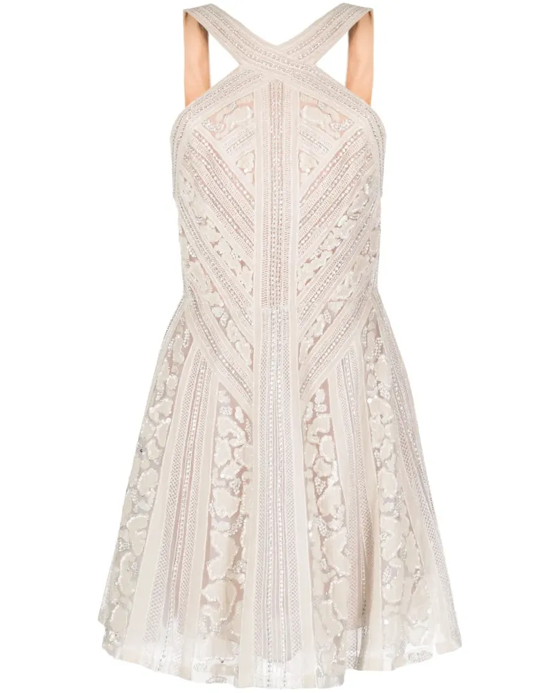 Elie Saab Seidenkleid mit Perlen - Weiß Weiß