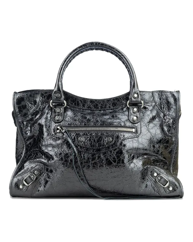 Balenciaga Kleine Le City Tote Bag im Metallic-Look - Grau Grau