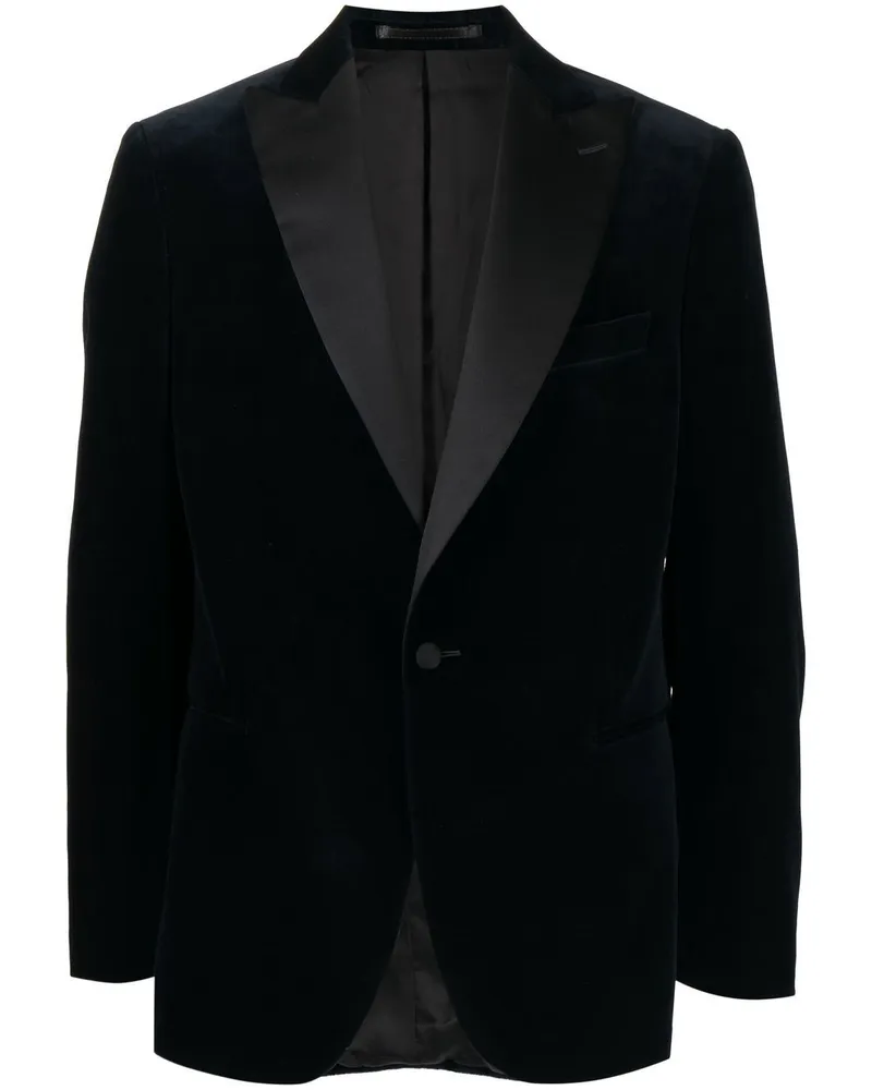 N.Peal Smoking-Jacke in Samtoptik - Blau Blau