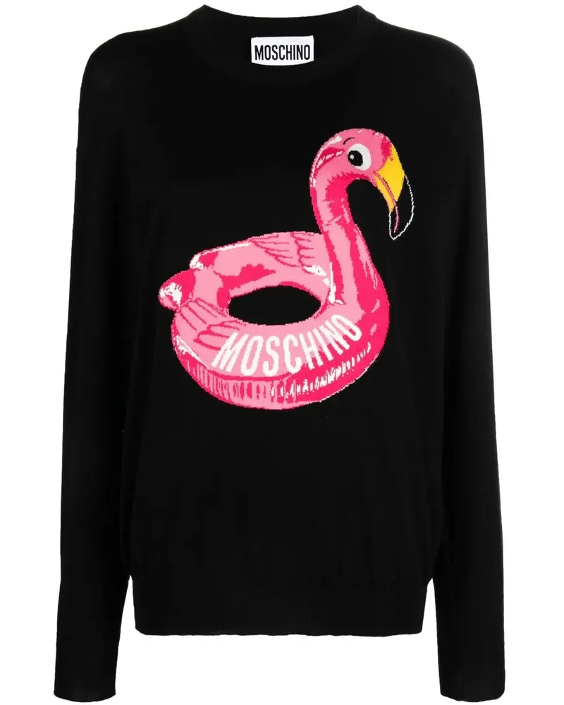 Moschino Intarsien-Pullover mit Logo - Schwarz Schwarz