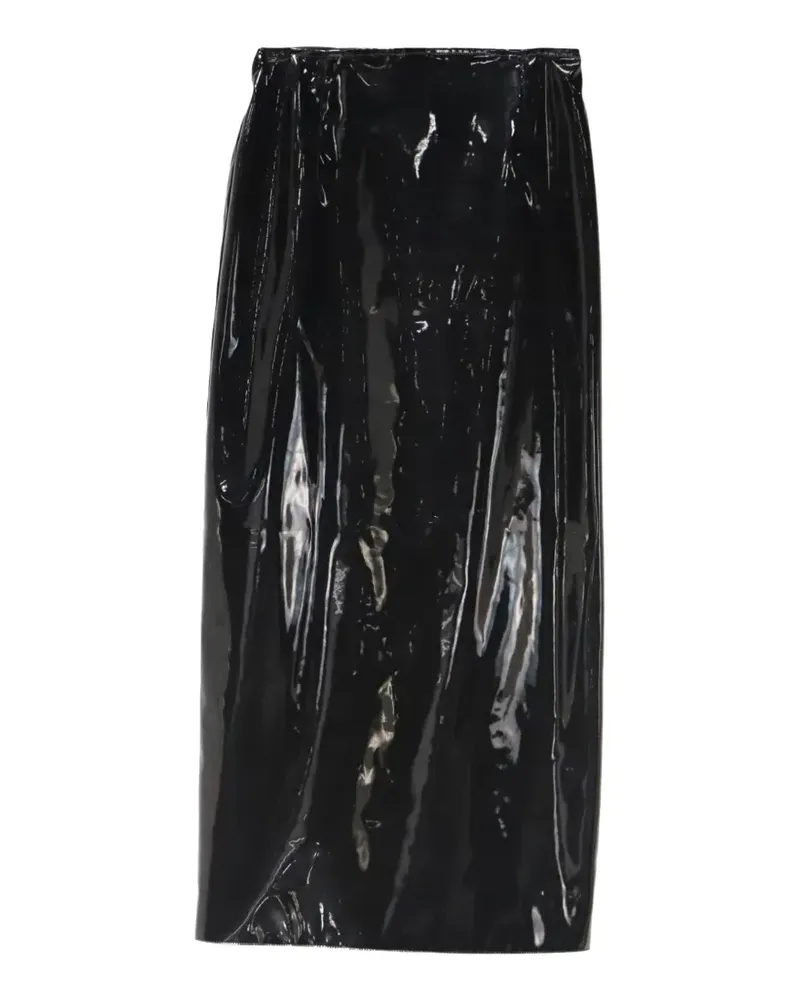 Alessandra Rich Vinyl midi skirt - Schwarz Schwarz