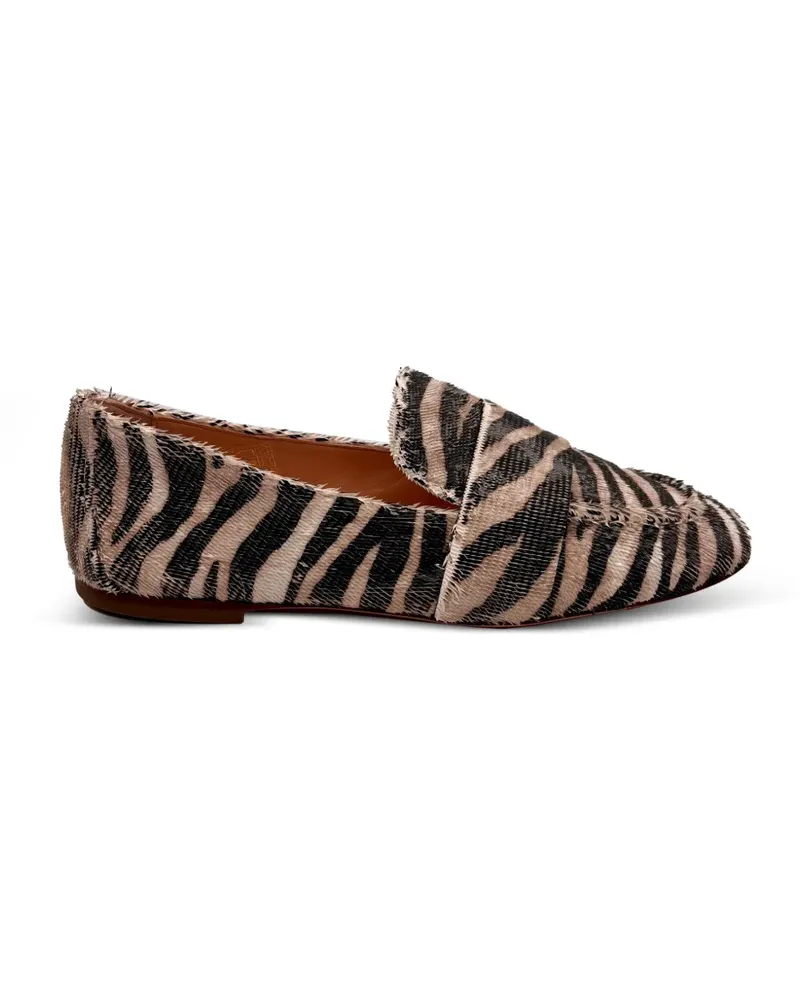 Attilio Giusti Leombruni Marienne zebra-print textured loafers - Nude Nude