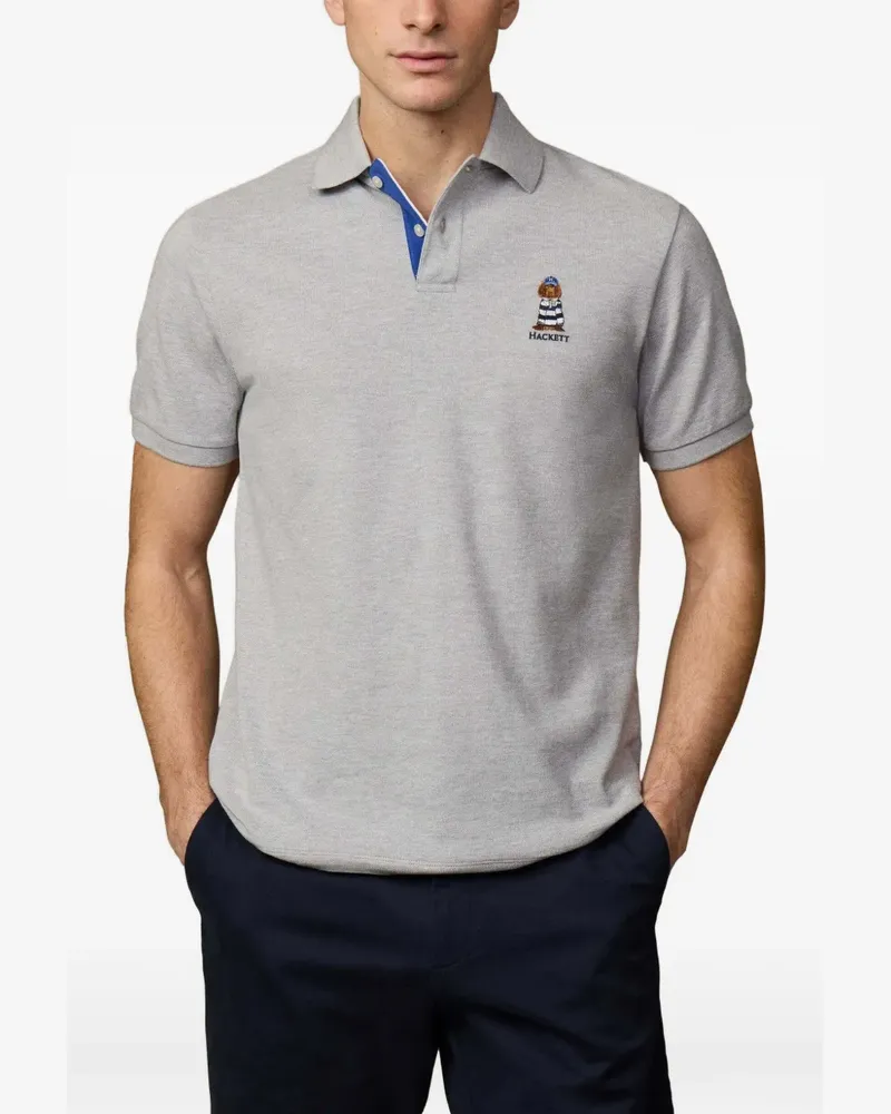 Hackett Poloshirt mit besticktem Kragen - Grau Grau