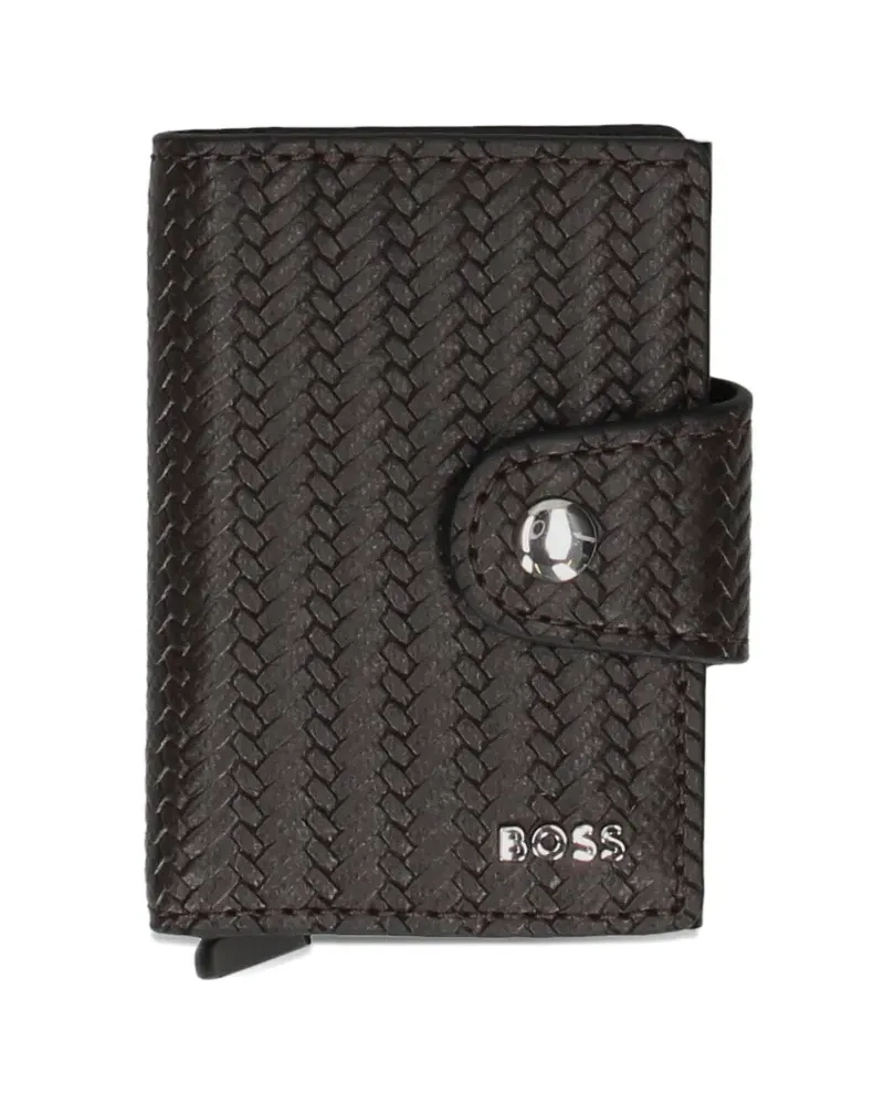 HUGO BOSS woven leather cardholder - Braun Braun