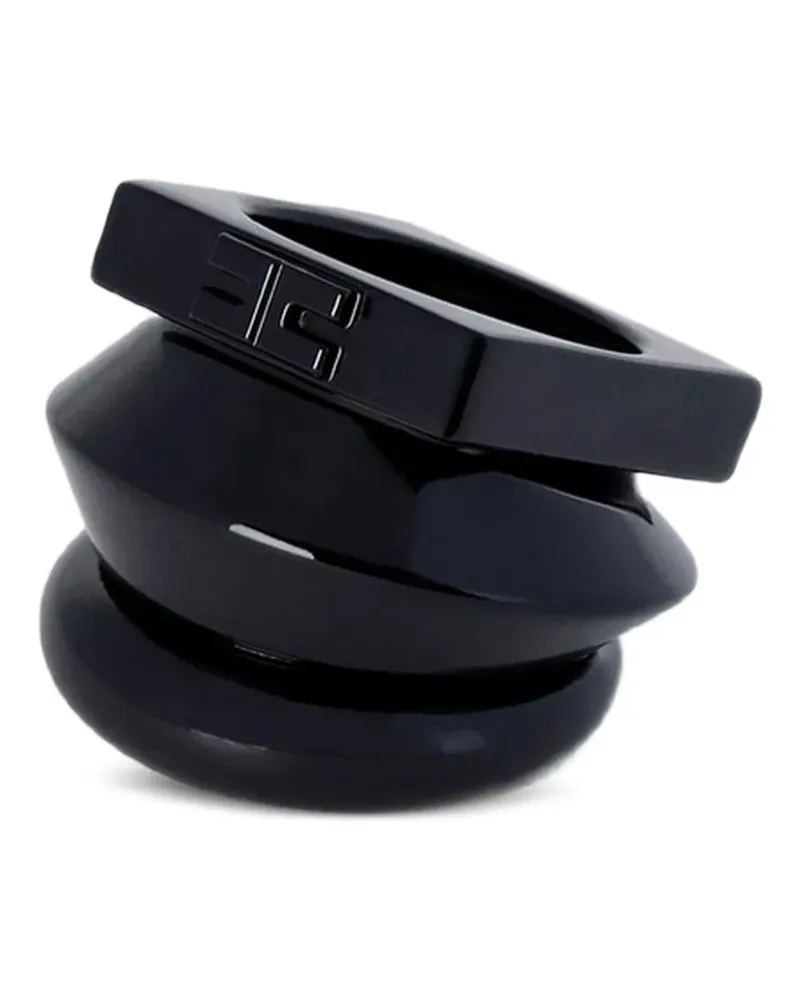 Elisabetta Franchi stacked geometric-element ring - Schwarz Schwarz