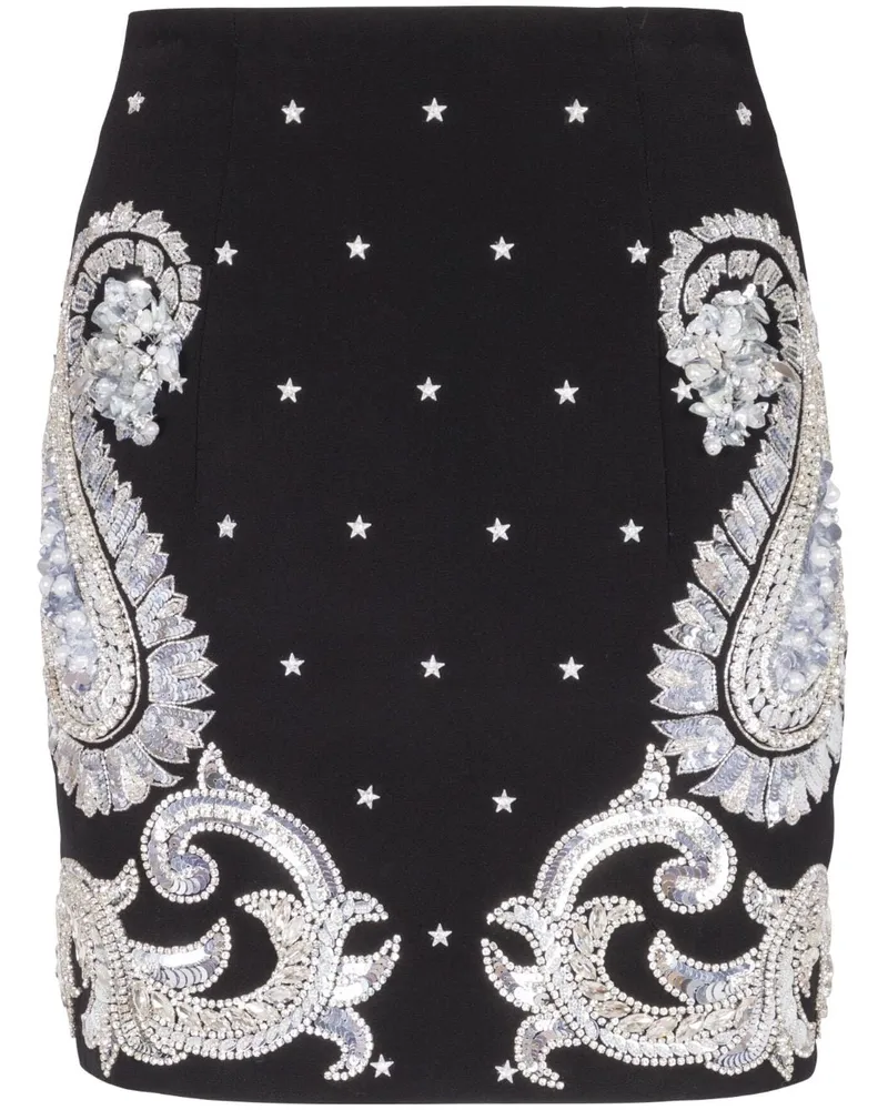 Balmain Minirock mit Paisley-Stickerei - Schwarz Schwarz