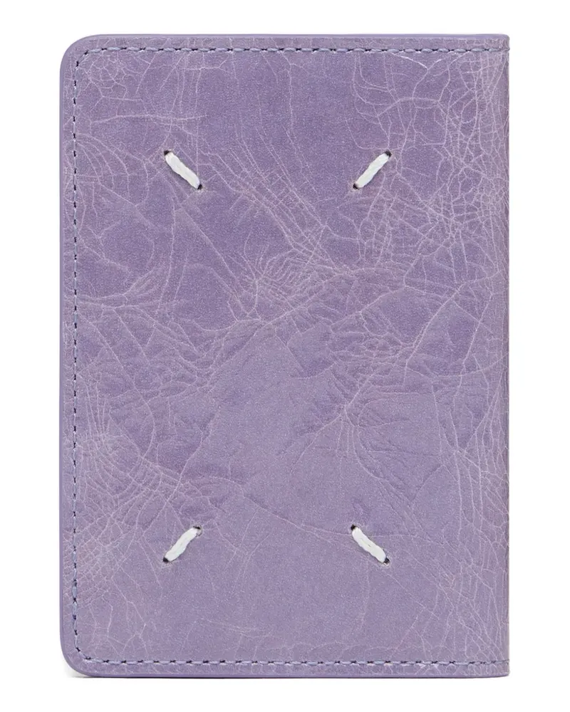 Maison Margiela Four Stitches crackled-effect card holder - Violett Violett