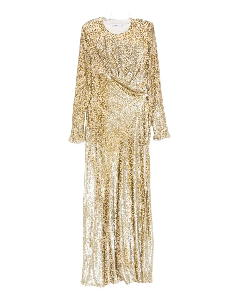 Self-Portrait Langärmeliges Maxikleid - Gold Gold