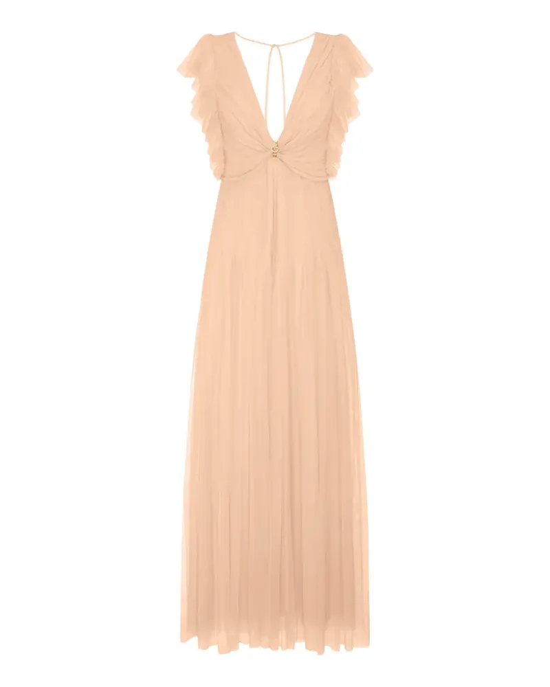 Elisabetta Franchi ruffled maxi dress - Nude Nude