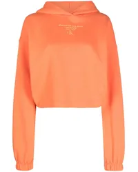 Calvin Klein Cropped-Hoodie mit Logo Orange