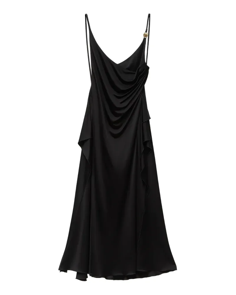 Versace Drapiertes Kleid mit Medusa Beschlägen - Schwarz Schwarz