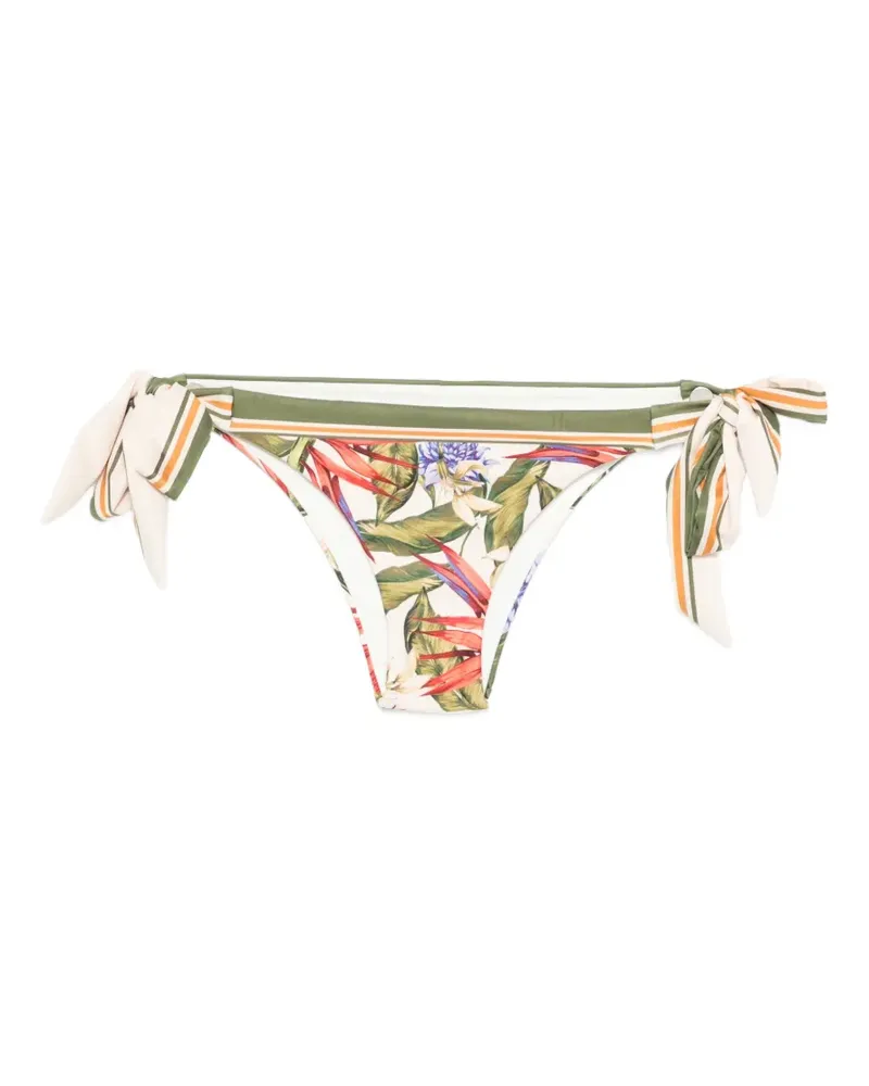 FARM Rio Strilitzia floral-print side-tie bikini bottoms - Nude Nude