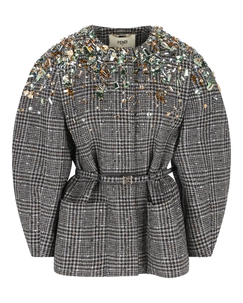 Fendi Jeansjacke mit Kristallen - Grau Grau
