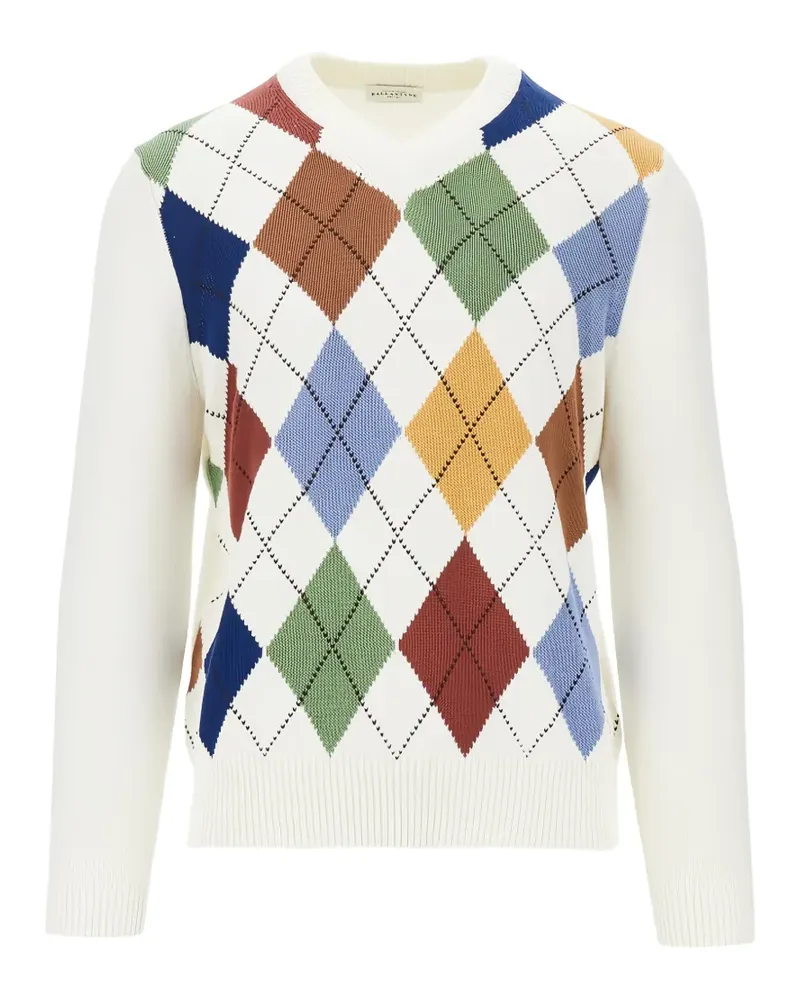Ballantyne argyle-pattern V-neck sweater - Weiß Weiß