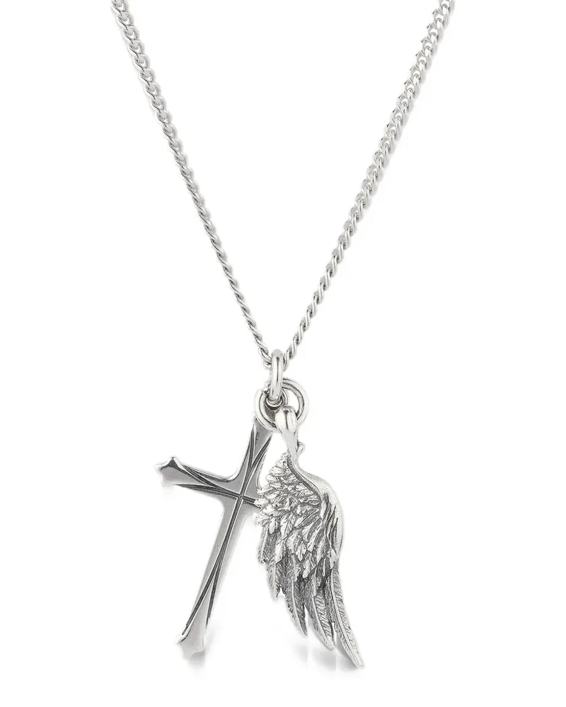 Emanuele Bicocchi Ala + wing-pendant cross necklace - Silber Silber