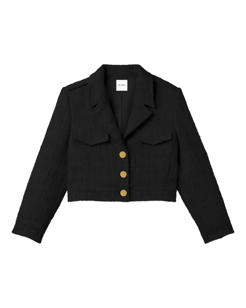 ST. JOHN Strukturierte Jacke mit Knopfleiste - Schwarz Schwarz