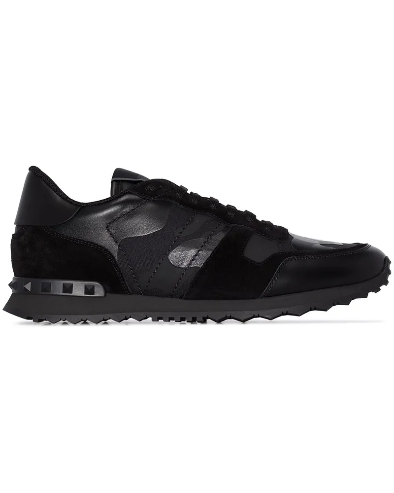 Valentino Garavani Camouflage Noir Rockrunner Sneakers - Schwarz Schwarz