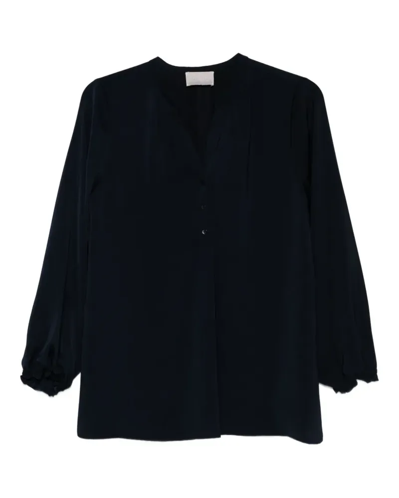 hemisphere Geraffte Bluse mit V-Ausschnitt - Blau Blau