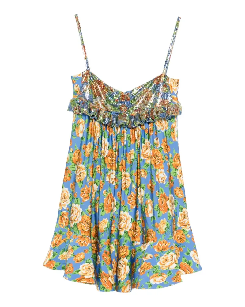 Paco Rabanne Minikleid mit Blumenmuster - Blau Blau