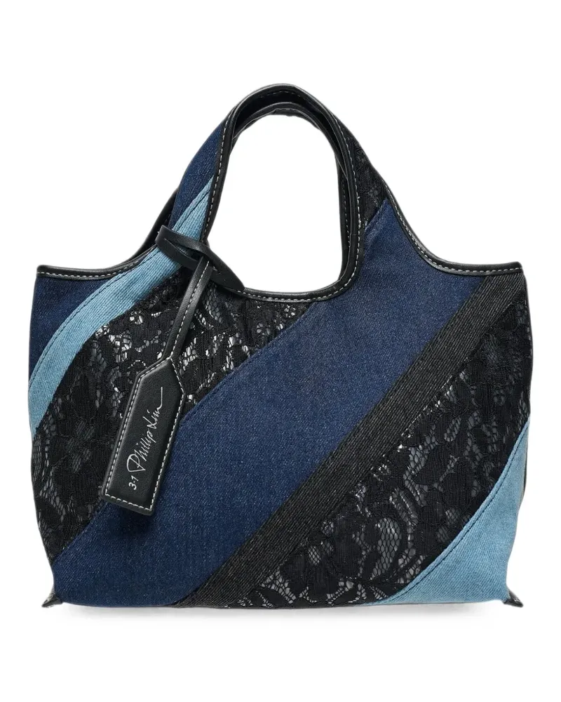 3.1 phillip lim mini lace-panelled patchwork tote bag - Blau Blau