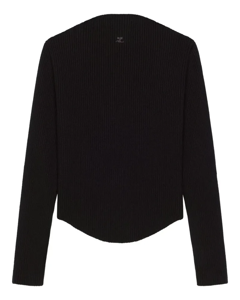 Courrèges Pullover mit Schlitzkragen - Schwarz Schwarz