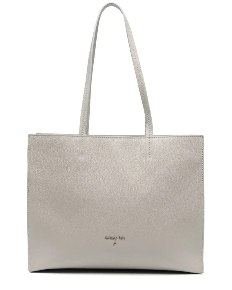 Patrizia Pepe Tote Bag aus gehämmertem Leder Grau