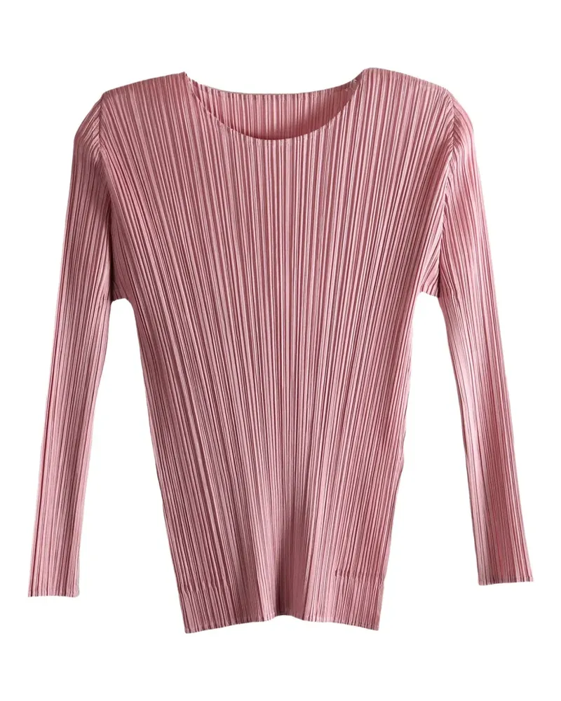 Issey Miyake Plissiertes Langarmshirt - Rosa Rosa