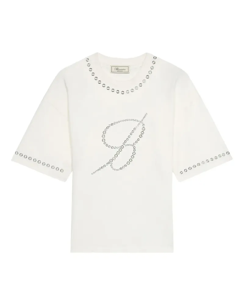 Blumarine Verziertes T-Shirt mit Ösenbesatz - Weiß Weiß