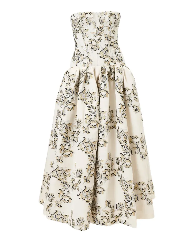 Carolina Herrera New York Schulterfreies Lurex-Trellis-Jacquardkleid - Nude Nude