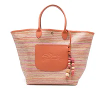 Gestreifter Le Pliage Tote Bag - Nude